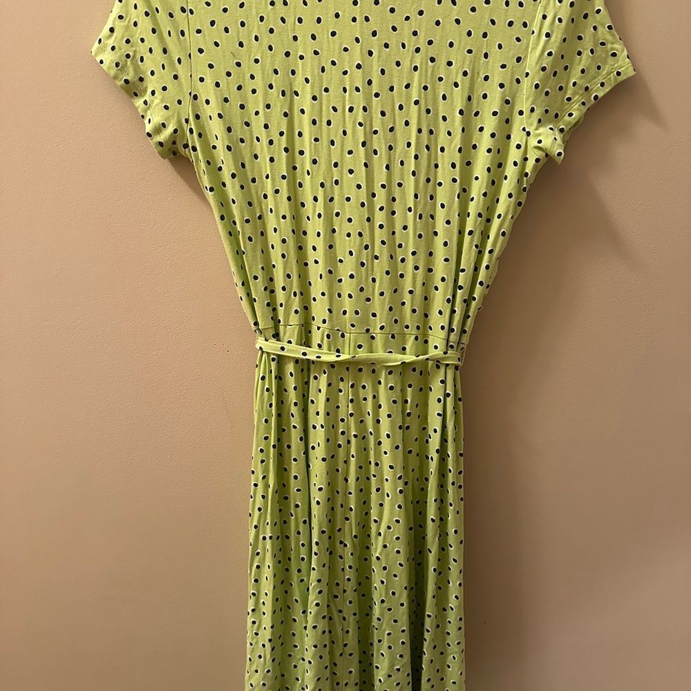 Lands End Dress Womens Polka Dots Stretch Wrap Tie Knee Length NWT - Picture 5 of 5
